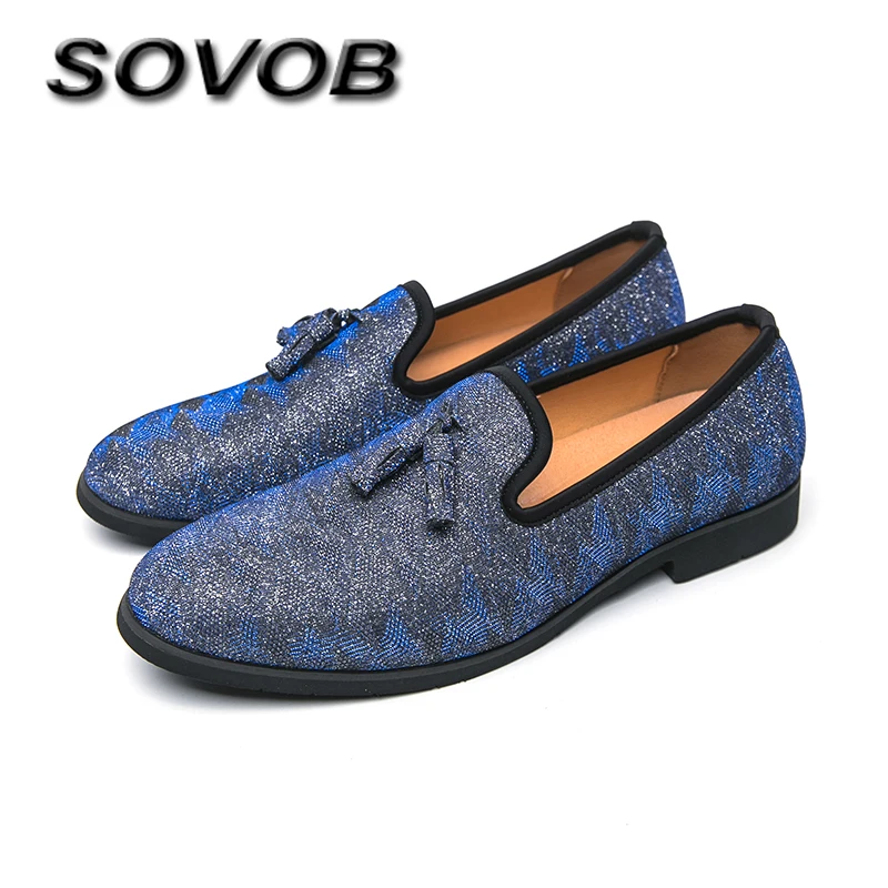 

Hot Selling Blue Glossy Leather Loafers Men Big Size 38-46 Trend Designer Men's Shoes Comfort Breathable Flat Social Shoe Male