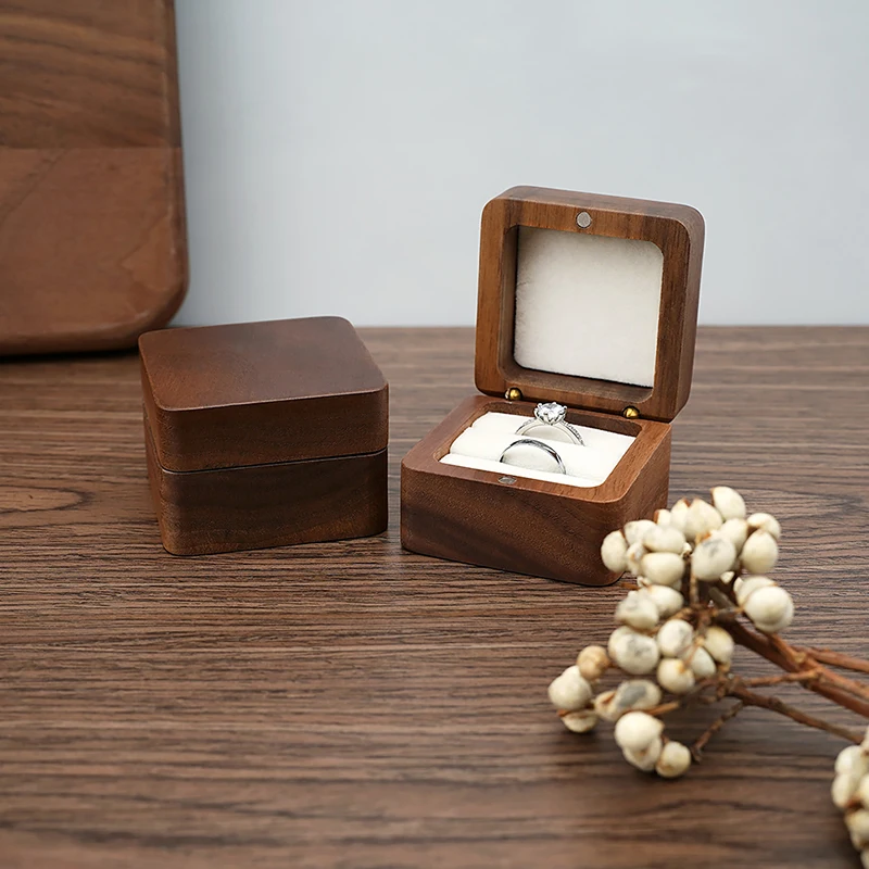 【Peace】Wood Jewelry Box Wedding Ring Box Earring Rings Organizer Box Gift Package Case