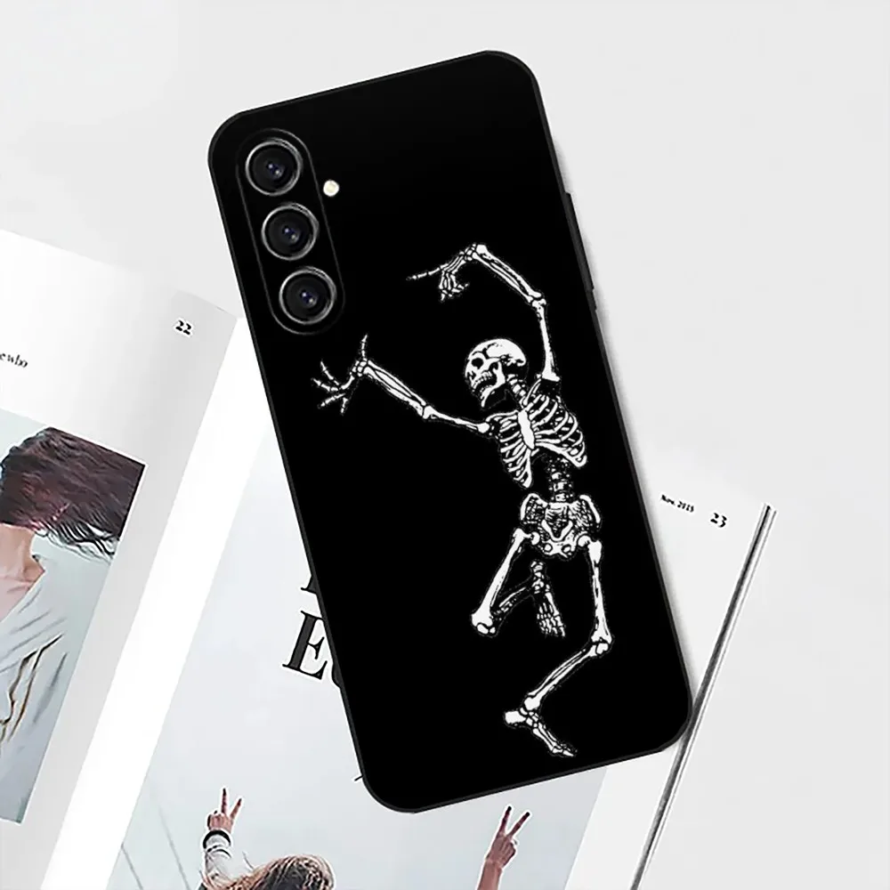 Skeleton Skull  Phone Case For Samsung S24,21,22,23,30,Ultra,S20,Plus,Fe,Lite,Note,10,9,5G Black Soft Cover