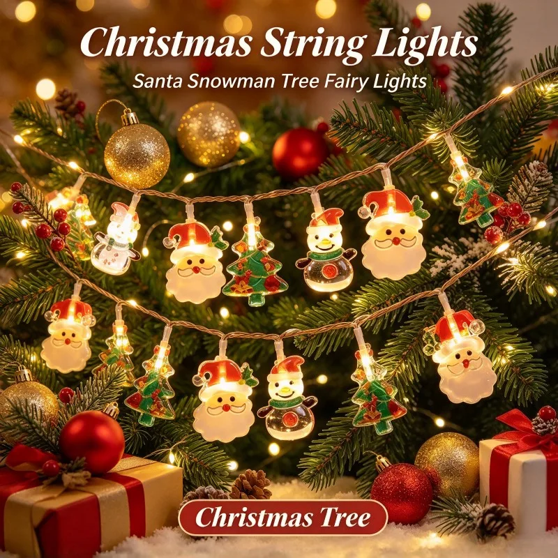 LED Fairy String Lights Battery Operated Christmas New Year for Xmas Tree Home Decoration Indoor Decorative Lighting Lamp