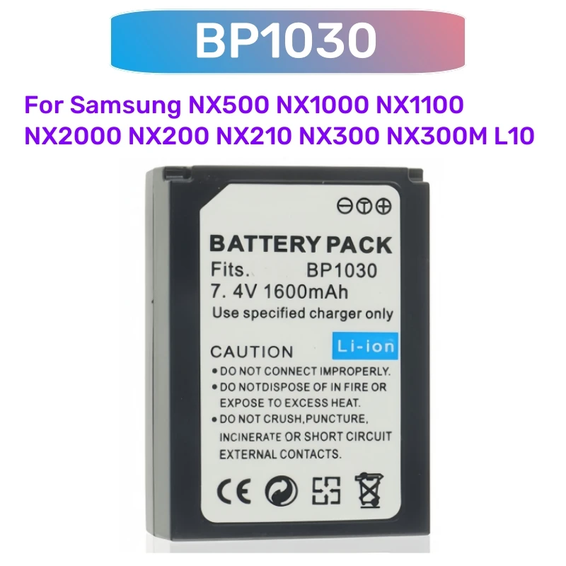 1-2Pcs BP1030 BP1130 BP-1030 Battery for SAMSUNG NX500 NX1000 NX1100 NX2000 NX200 NX210 NX300 NX300M L10 Camera Battery