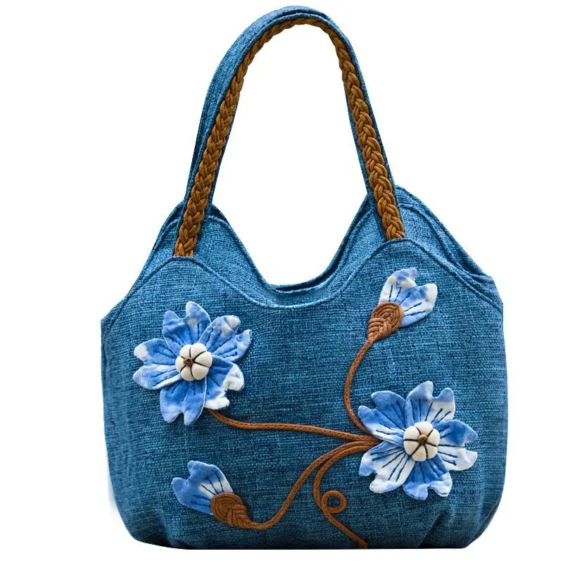 Handbag Women Chinese Style Antique and Ethnic Style Literary Women Bag Vintage Bag Hand-Woven Lady Bags