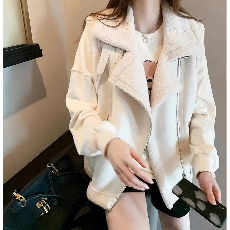 Women's Fashionable Fleece Lined Thickened Vest Polo Collar Multi Layer Wear Versatile Style Spring Season Synthetic Fiber