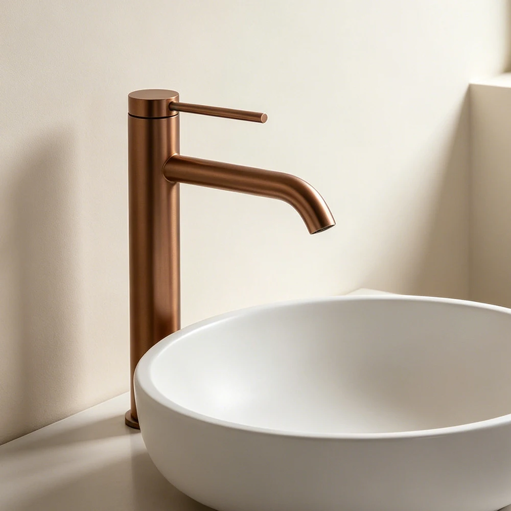 Brushed Rose Gold Bathroom Faucet Hot AND Cold Water Mixer Tap Single Hole Single Handle Deck Mounted