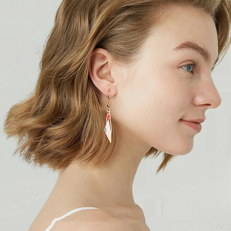 أقراط متدلية من الفولاذ المقاوم للصدأ للنساء من YILUOCD ، أقراط متدلية جغرافيا الدولة الأفريقية ، مجوهرات أنيقة ، بيع بالجملة ، خرائط #2