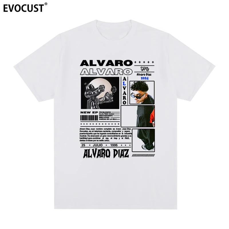 

Alvaro Diaz Hip-hop Trendy Brand Hip Hop Rap Letter Poster Short-sleeved T-shirt Album Men and Women Europe and America