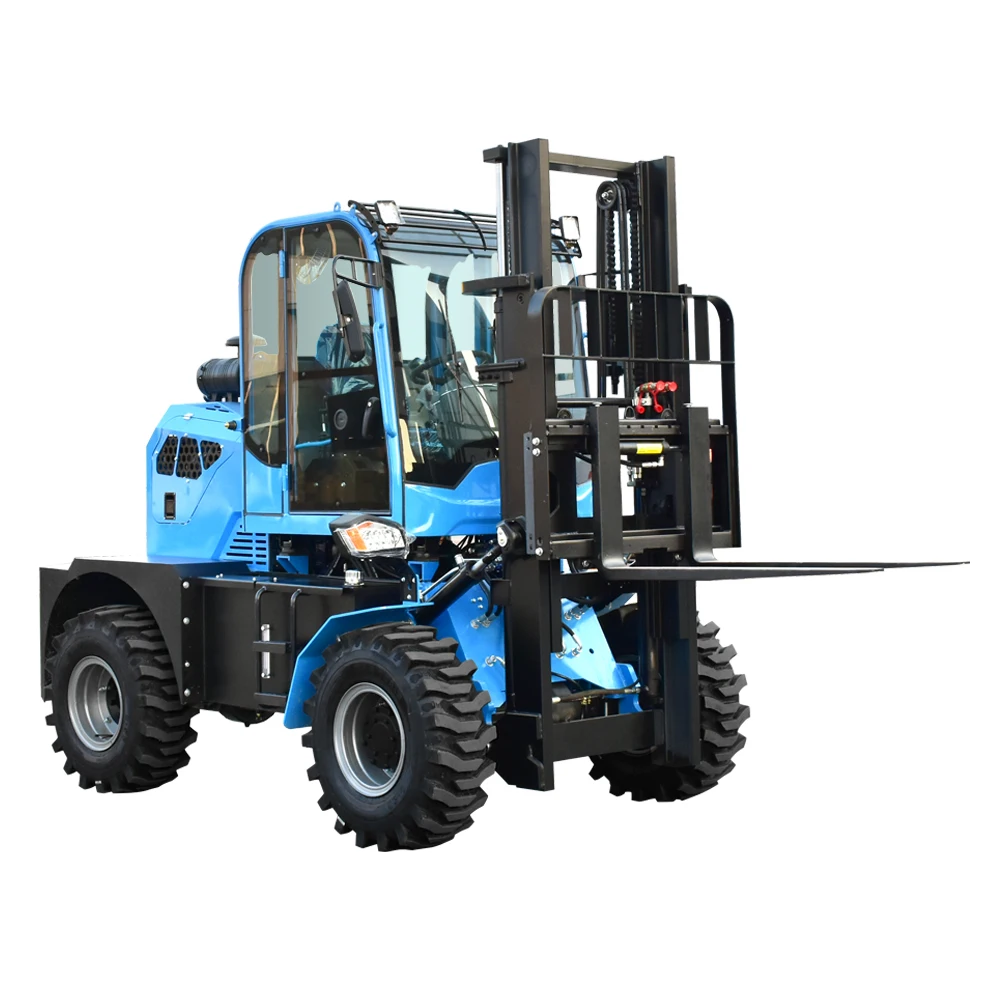 Rough Terrain Forklift for Construction Engineering Use ,Heavy-duty High-power Diesel Forklift Off-road Tires 3 Ton Lifting Tool