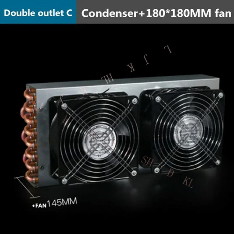 

N FOR Condenser Refrigeration 11 Copper Tube Radiator Heat Sink with Double 180MM Fan