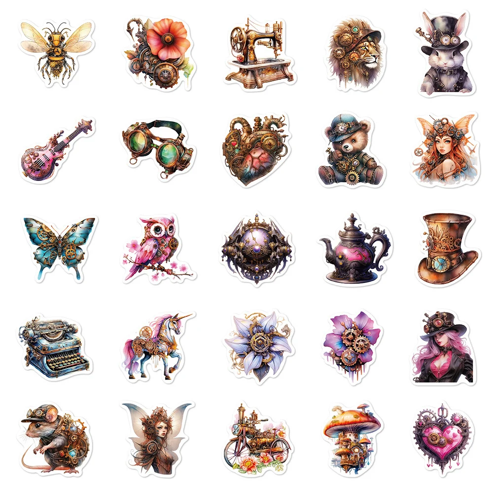 10/30/50pcs Cool Steampunk Witch Girl Graffiti Stickers Laptop Motorcycle Luggage Phone Car Bike Waterproof Sticker Decals Toys