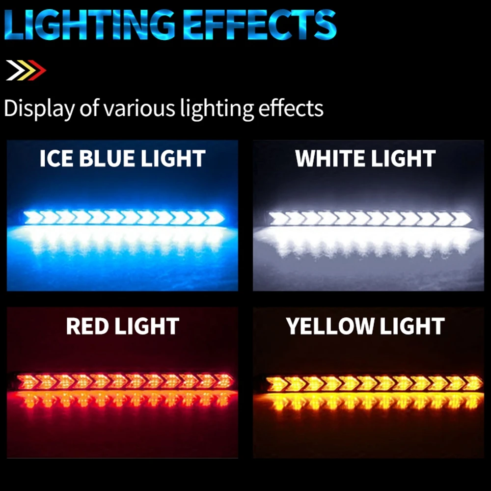 2PCS Car Dynamic Arrow Daytime Running Lights Strip Sequential DRL with Turn Signal Flexible Auto Switchback Strip Day Light 12V