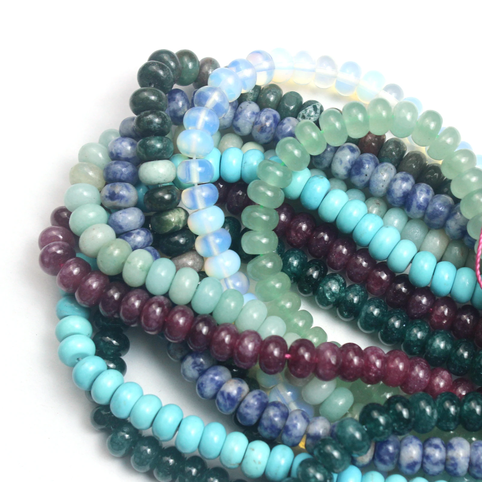 Natural Stone Rondelle Beads Agates Turquoises Crystal Green Aventurine Spacer Beads for Accessories Jewelry Making Strand 8mm