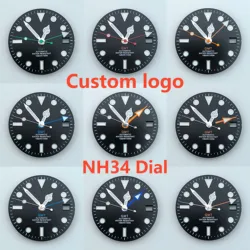watch dial N H34 dial Custom logo 28.5mm GMT four hands green luminous for N H34 Movement watch accessories repair tool