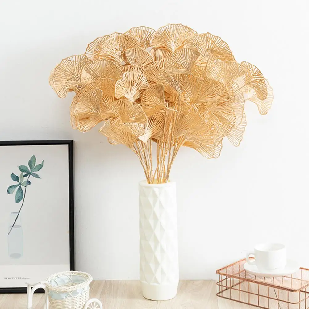 Simulation Flower  Create Atmosphere   Imitation Plant Golden Ginkgo Leaves Artificial Plant