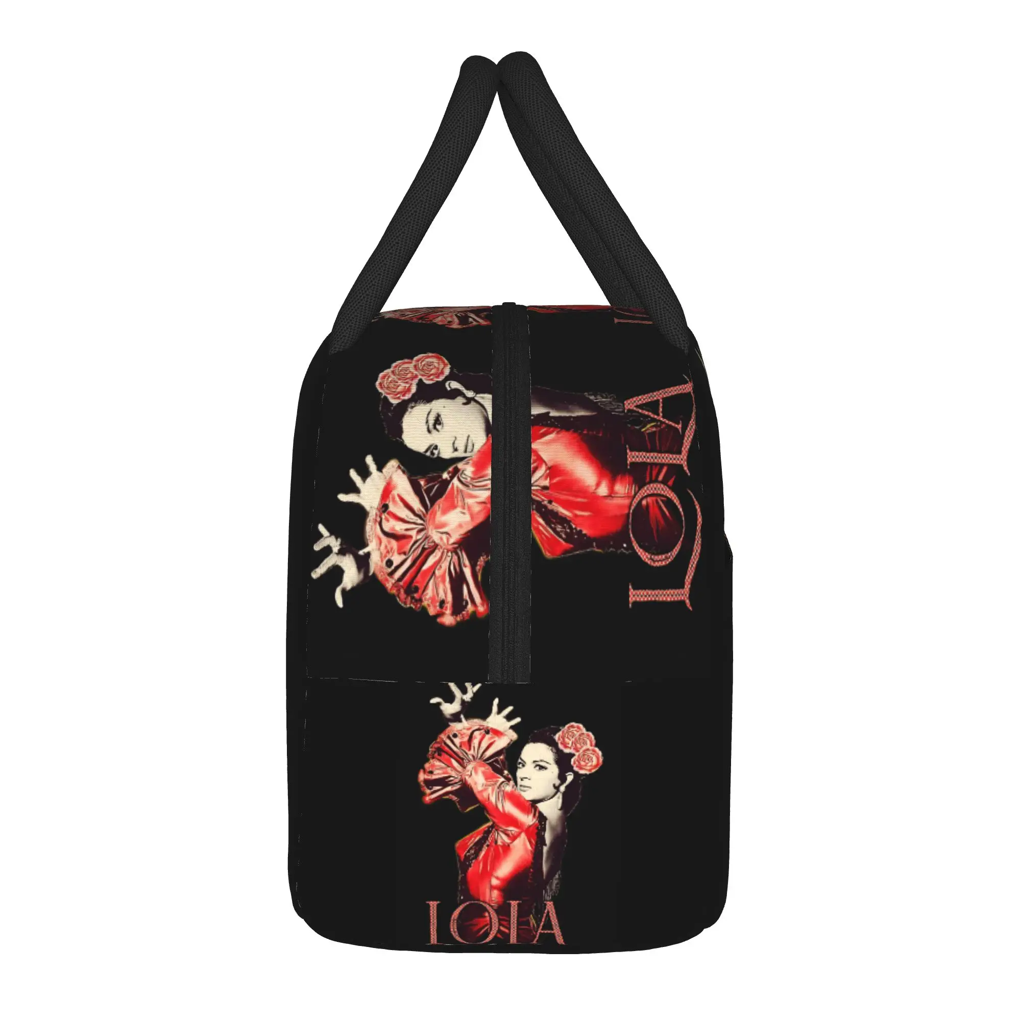 Lola Flores Red Dress Lunch Bag  Retro Lunch Box For Adult Office Portable Zipper Cooler Bag Oxford Print Tote Food Bags