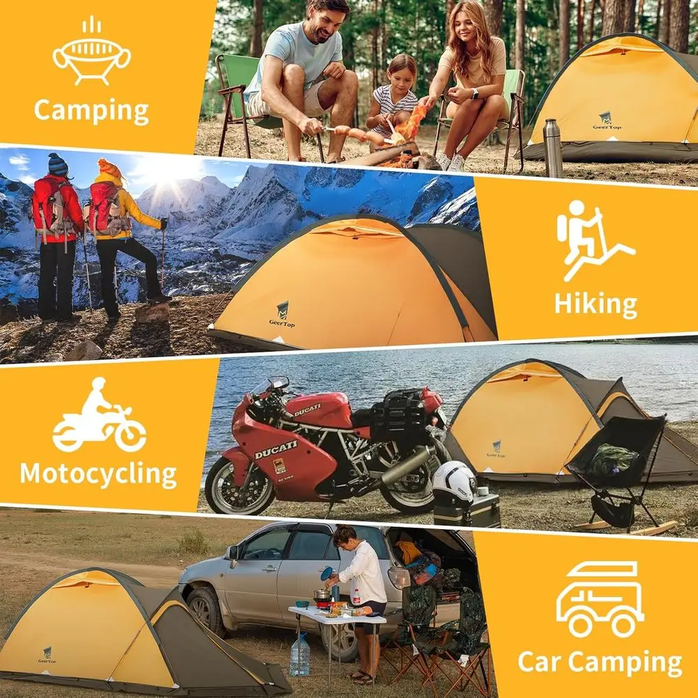 خيمة خفيفة الوزن بطبقة مزدوجة مقاومة للماء للتخييم والشخصين والمشي لمسافات طويلة في جميع أنحاء الطقس