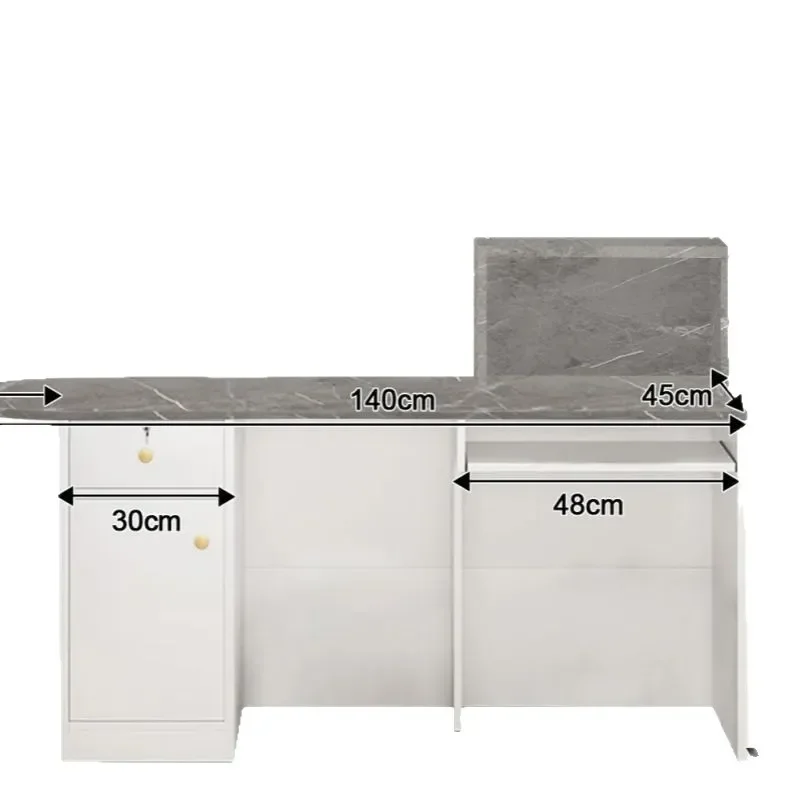 Faux Marble Reception Desk Modern Cashier Counter for Small Business Studio Bar Front Office Information Table