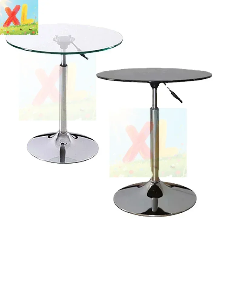 

Round lifting negotiation table, tempered glass small table balcony, leisure coffee table, bar table exhibitio