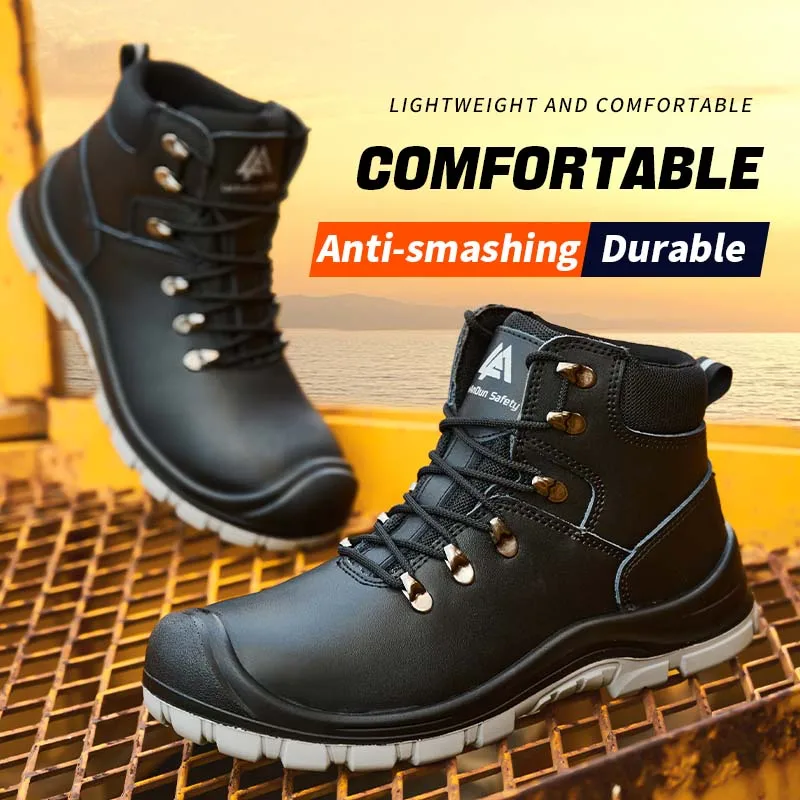 أحذية عمل شتوية مقاومة للماء للرجال من Leandun، أحذية بناء آمنة مقاومة للثقب مع بطانة من القطن #3