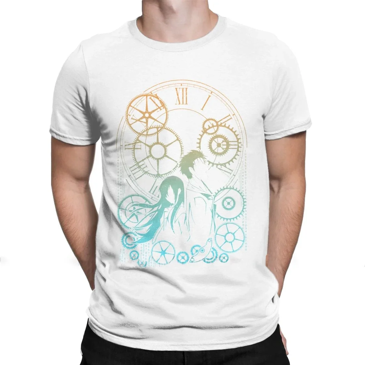 Anime Mayuri Makise Manga Daru Shiina Rintaro Game Tee Shirt Short Sleeve Time Steins Gate T Shirts For Men Cotton T-Shirts