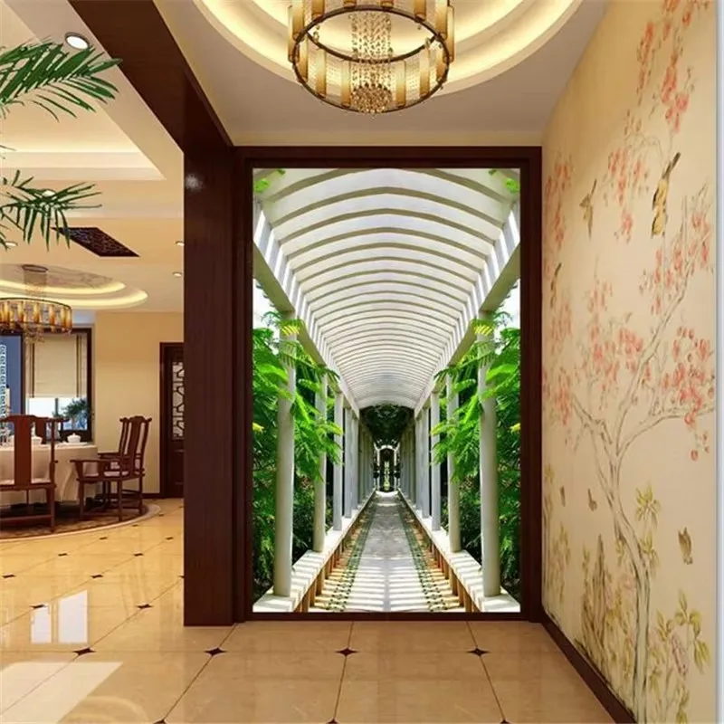 خلفية مخصصة ثلاثية الأبعاد مساحة ستيريو مجردة لوتس مدخل الممر حائط الخلفية كرة مستديرة الدرج غرفة المعيشة فندق خلفية