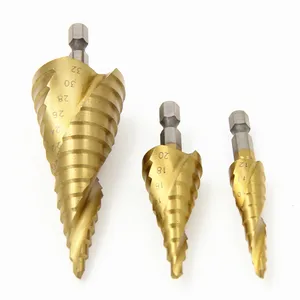 3 pçs espiral sulcado brocas 3-12 4-12 4-20 ferramenta elétrica de perfuração metal aço inoxidável madeira buraco cortador cone rápido broca conjunto 8 principais vendas brocas para bijuterias - №6