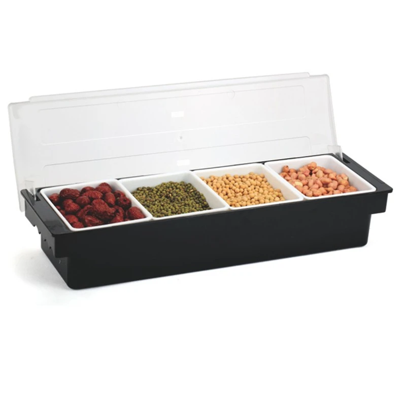 

Compartment Seasoning Case,Bar Condiment Box Holder,Drinks/Fruit/Garnish Cocktail Decorative Box,Fruit Box