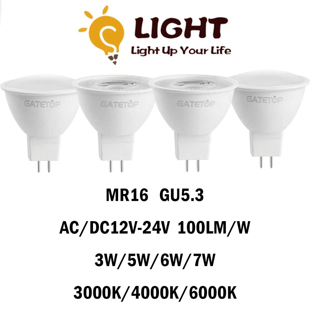 5-20PCS LED low voltage spotlight GU5.3 AC/DC 12V-24V 3W-7W flicker-free high warm white light can replace 20W 50W halogen lamp