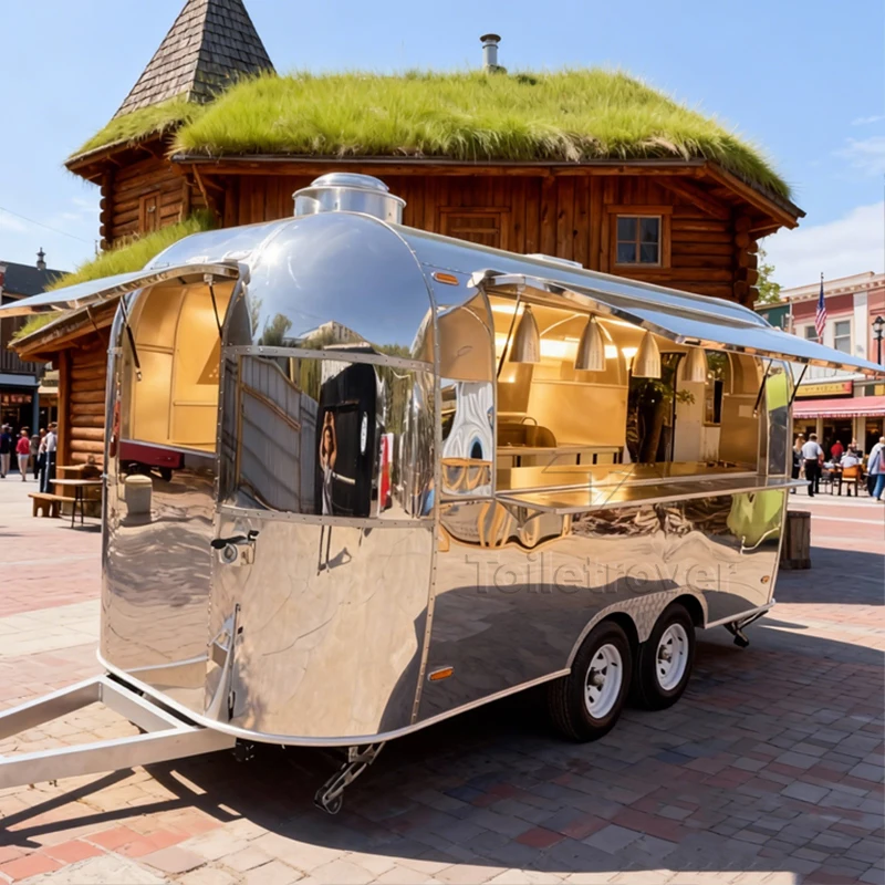 

Коммерческий мобильный фудтрак для улицы из нержавеющей стали, фургон для еды на заказ с полностью оборудованной кухней