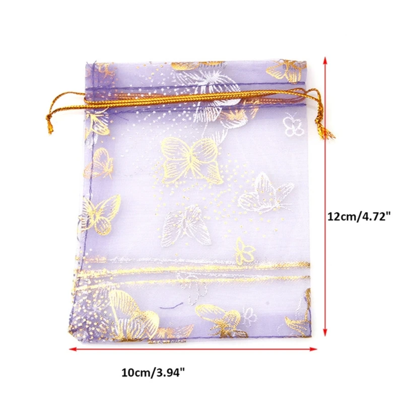 25 peças sacos de presente de organza joias bolsas com cordão festa de casamento doces 10x12cm