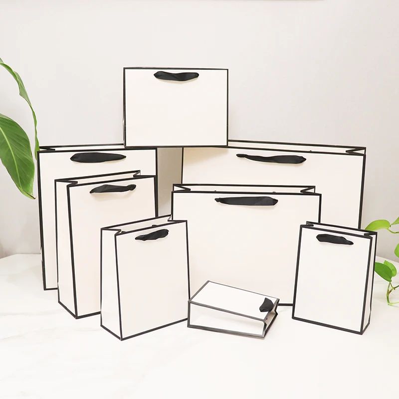 10 Pcs Custom Your Name Brand Paper Gifts Bags For Small Business Jewelry Package Bags Clothes Package Paper Bags Wig Wedding