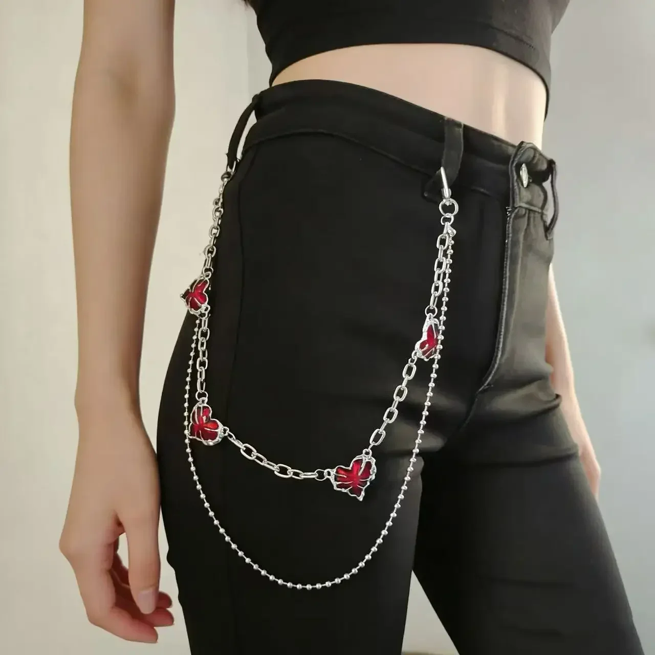 

Cross-border new product love spliced chain pants chain hip-hop personality heart-shaped waist chain sweet and cool dress accessories