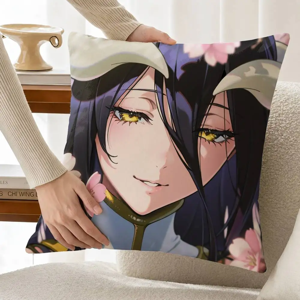 A-Albedo Anime O-Overlord Customizable Square Pillow case Double Sided Print Sofa Bedroom Decor Cushion Cover
