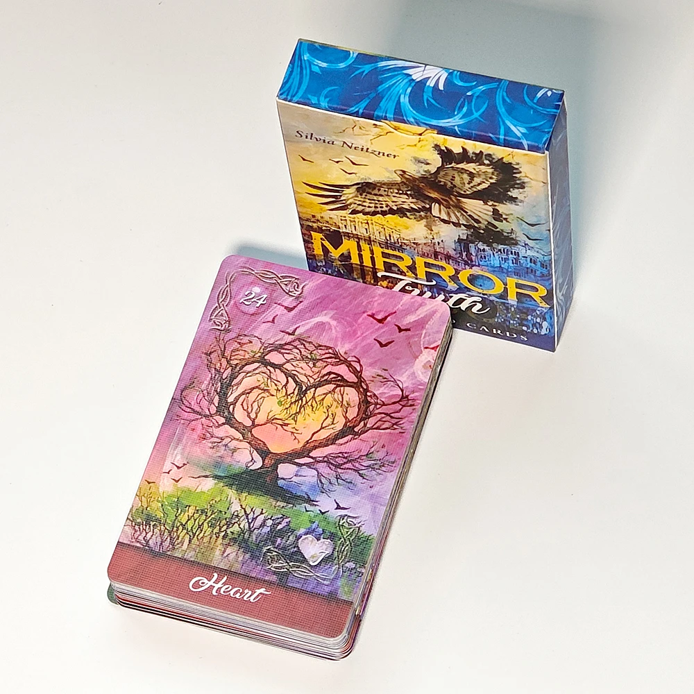 9×6cm ミラー・トゥルース・ルノルマンデッキ、350GSM両面エンボス加工カードストックに印刷、36枚の魅惑的なフラクタルイメージカード