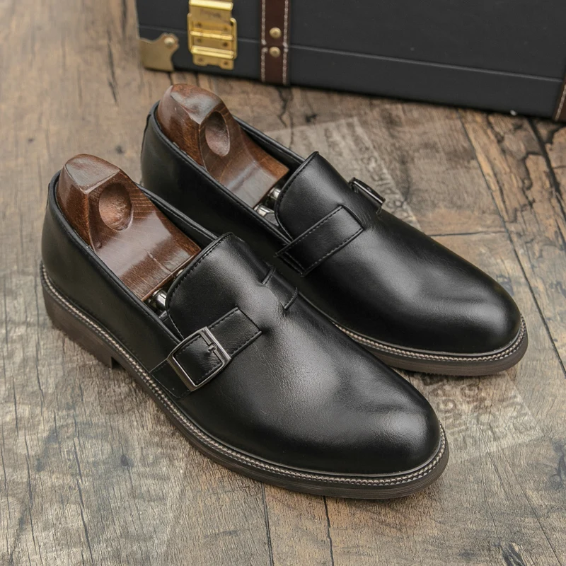 

2026 Fashion Trends Mens Loafers Business Leather Shoes Brand Elegant Shoes Slip on Man Casual Work Classic Low-heel Shoes