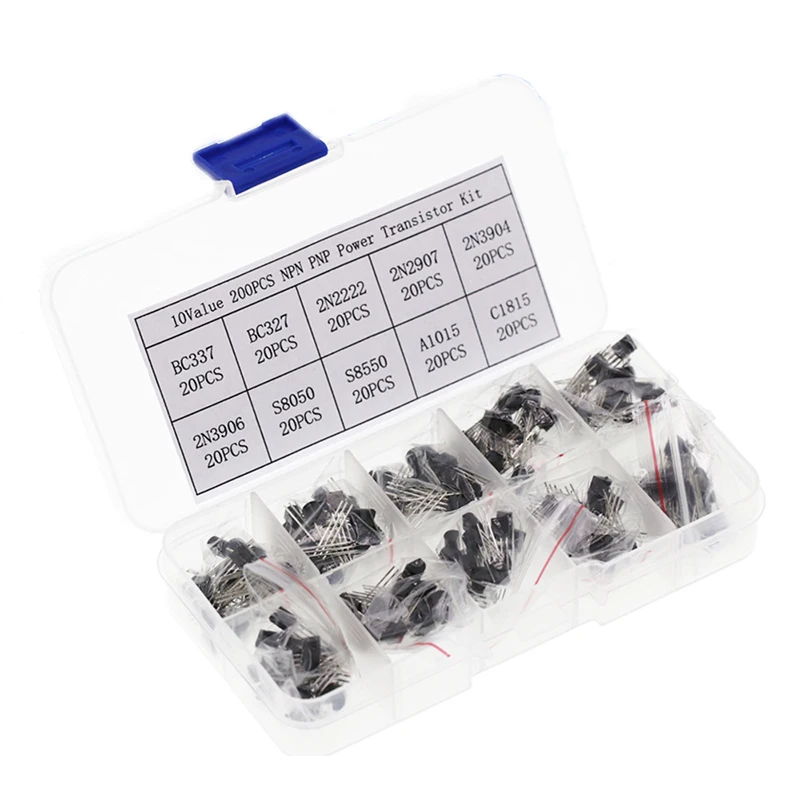 %BC337 BC327 2N2222 2N2907 2N3904 2N3906 S8050 S8550 A1015 C1815 10Values*20pcs=200/set Transistors Box Pack Transistor kit TO92