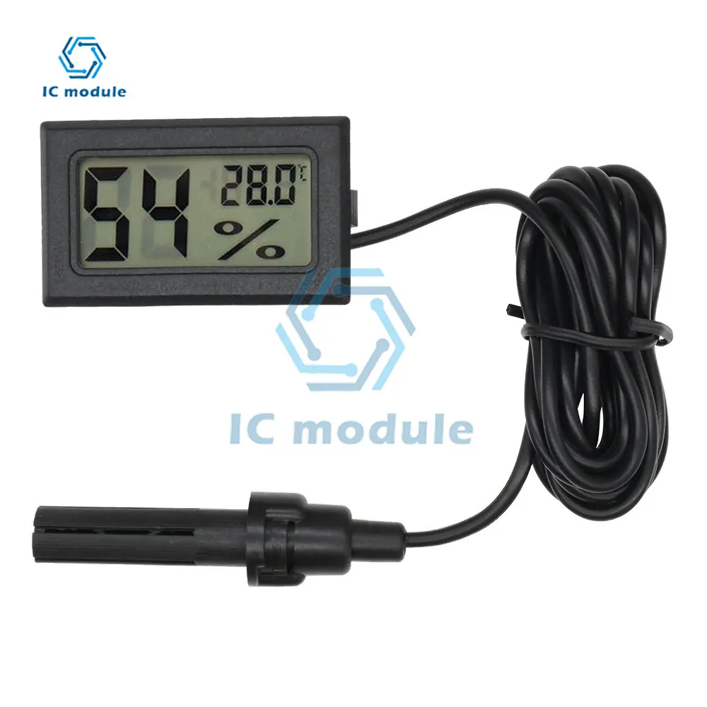 FY-12 Embedded Digital Display Professional Mini Digital LCD Thermometer Hygrometer Temperature and Humidity Meter with Probe