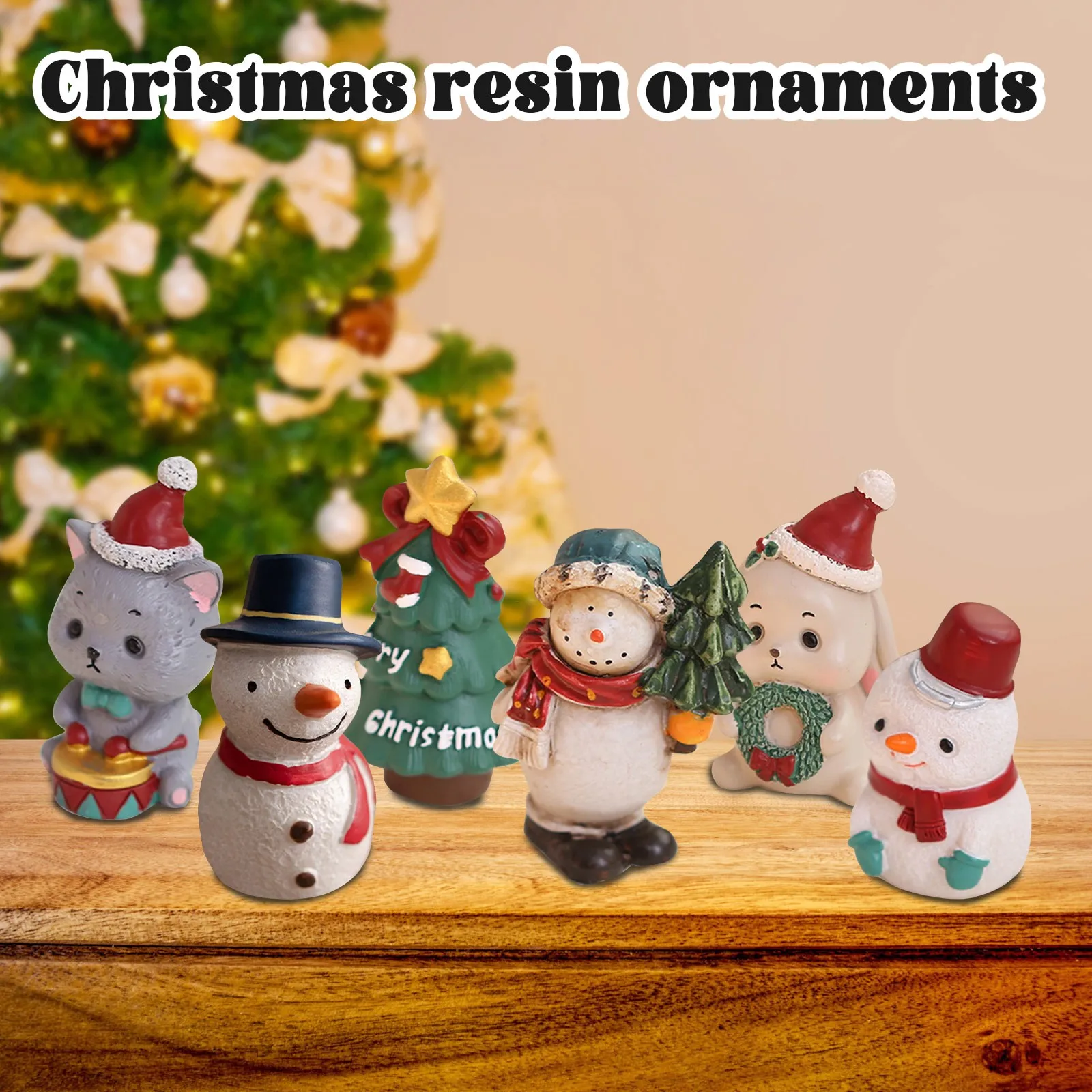 Christmas resin Doll ornaments Decor desktop Xmas reindeer snowman elderly scene decoration home crafts navidad home decor