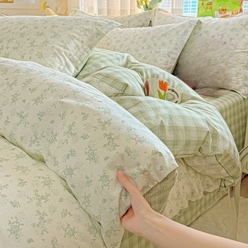 Cotton printing four-piece set, bed sheet quilt cover, four-season student dormitory single three-piece set - view 6