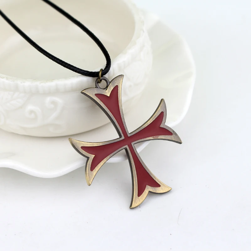 Game Assassin S Creed Series Pendant Necklace Red Cross Choker   Necklaces for Women Men Jewelry Accessories Gifts