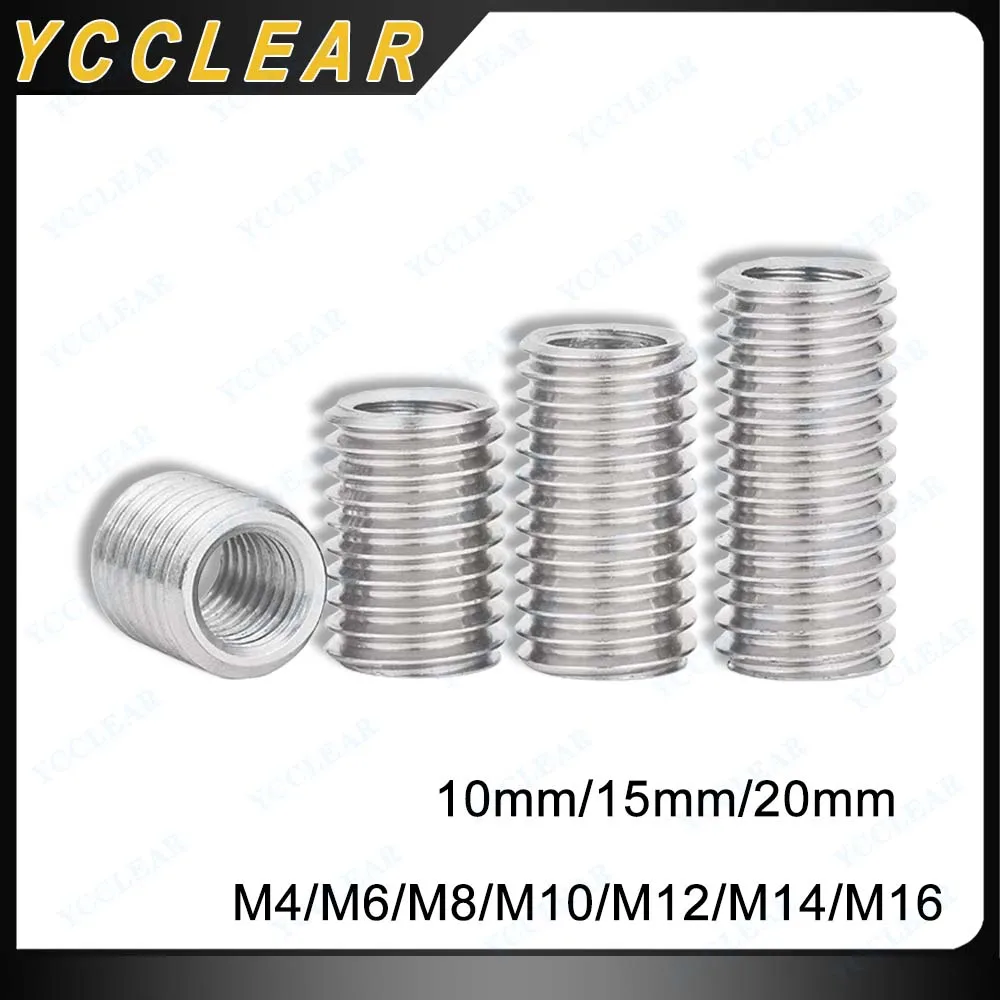 10pcs Inside Outside Thread Adapter Screw Nuts Insert Sleeve Converter Nut Coupler M4 M6 M8 M10 M12 M14 M16 304 Stainless Steel