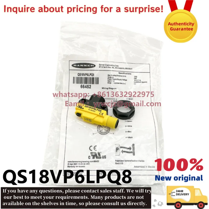 Brand New Original Banner QS18VP6LPQ8 Polarized Retro-Reflective Photoelectric Sensor