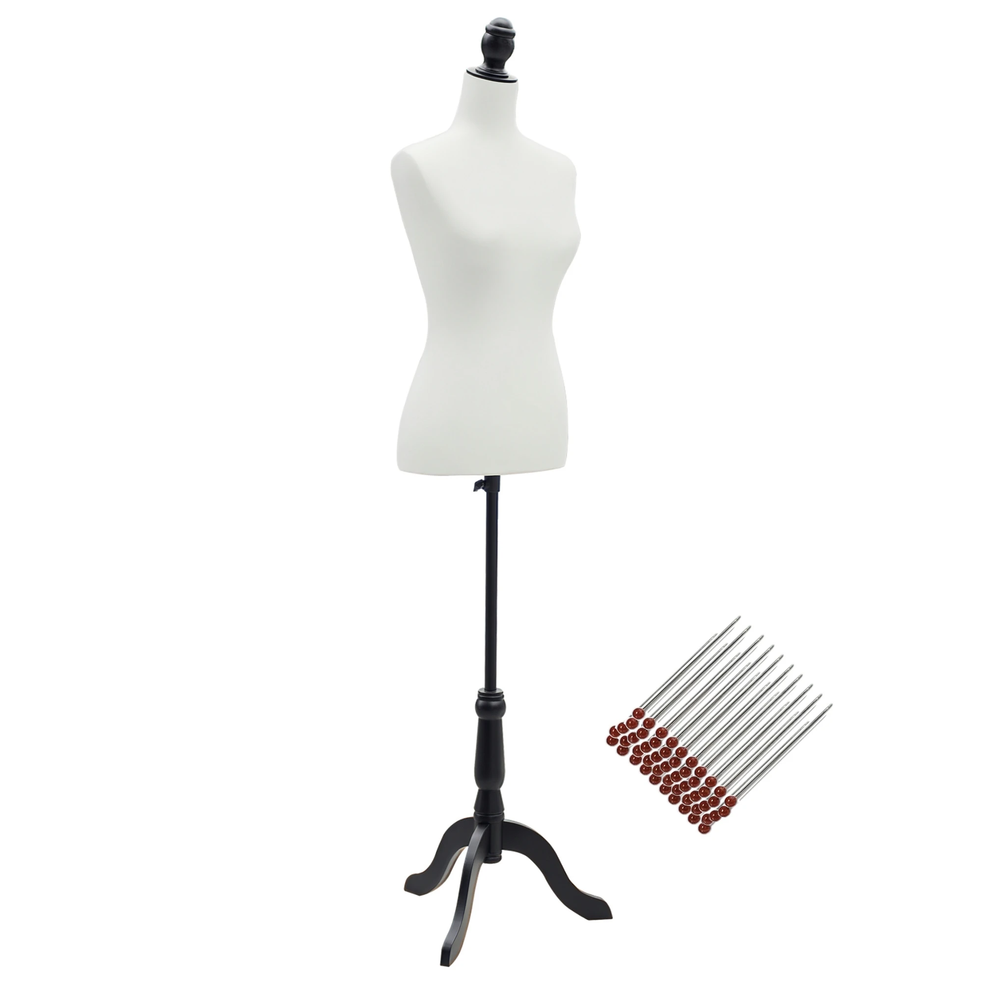 HOMCOM Maniquí de Costura Ajustable a 130-168 cm con Trípode de Madera Blanco