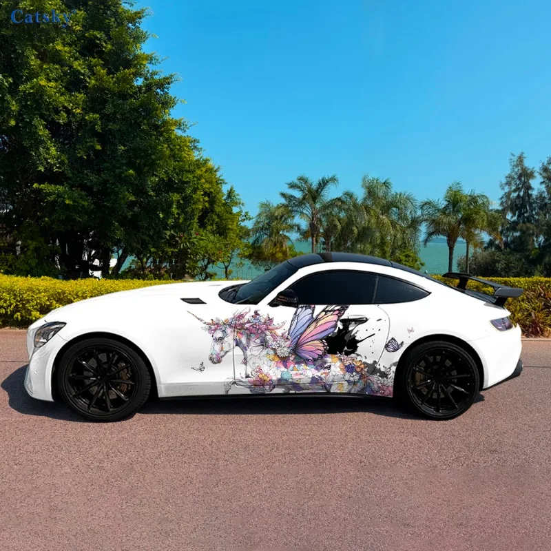 

Colorful Unicorn Butterfly Car Vinyl Wraps Decal Self-adhesive PVC Sticker Suitable for Trucks SUV Decor Auto Accessories Gift