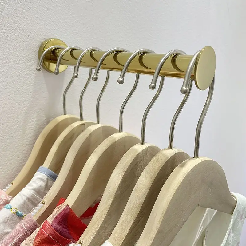 Metal Hanging Hooks Shelf Selling Shops Hangers Gold Wall Hanging Decor Suit Clothes Coat Underwear Dress Display Rack Furniture