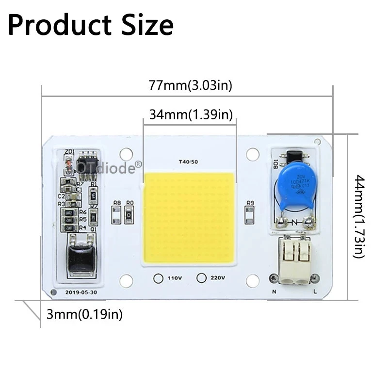 1-10Pcs High Quality LED COB 50W AC 220V 110V No Need Driver Smart IC DIY LED Floodlight Spotlight White Warm White Red Blue UV image 3
