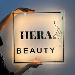 Custom Business Sign Acrylic 3D Logo Led Salon Logo Sign LED Business 3d Logo Round Square Sign Skin Hair Nail Signage