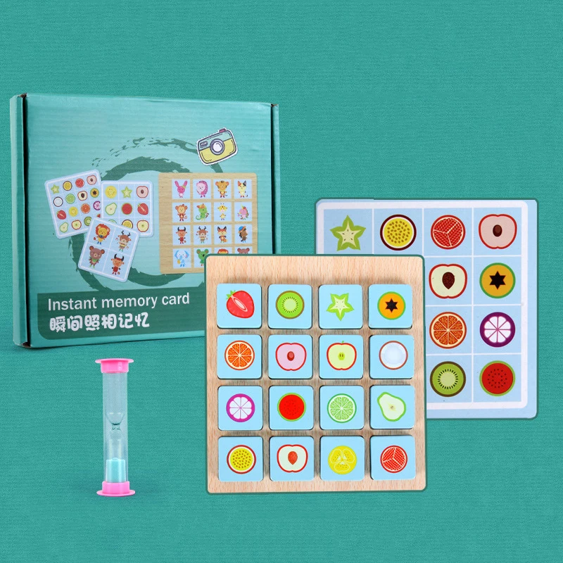 Kids Wooden Learning Toys Montessori Puzzle Board Game Instant Photo Power Early Education Memory Chess Brain Gifts for Children