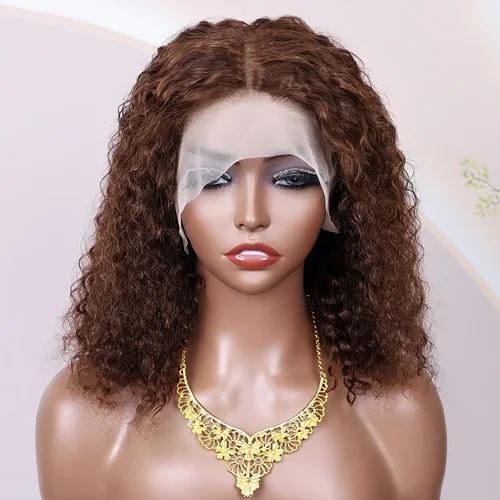 # 4 Peluca de cabello humano liso marrón chocolate Peluca de cabello humano Frontal de encaje 13x4 recta marrón chocolate para mujeres