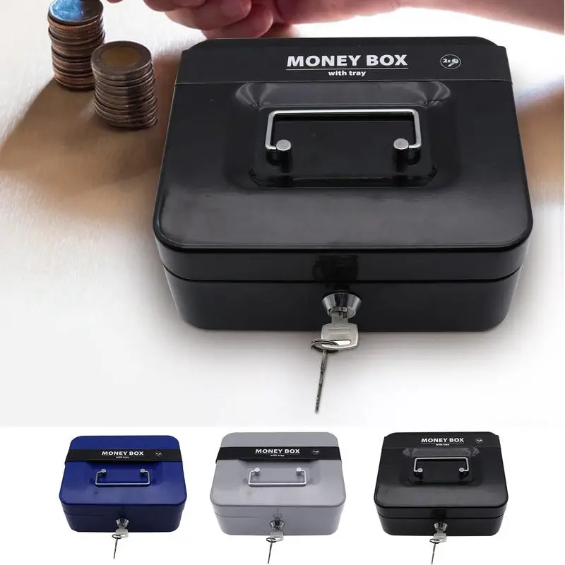 Money Bank for Kids Safe Bank Privacy Lock Sturdy Handle Storage Safe Lock Box with Key Cash Drawer Wifth Two Keys and Tray