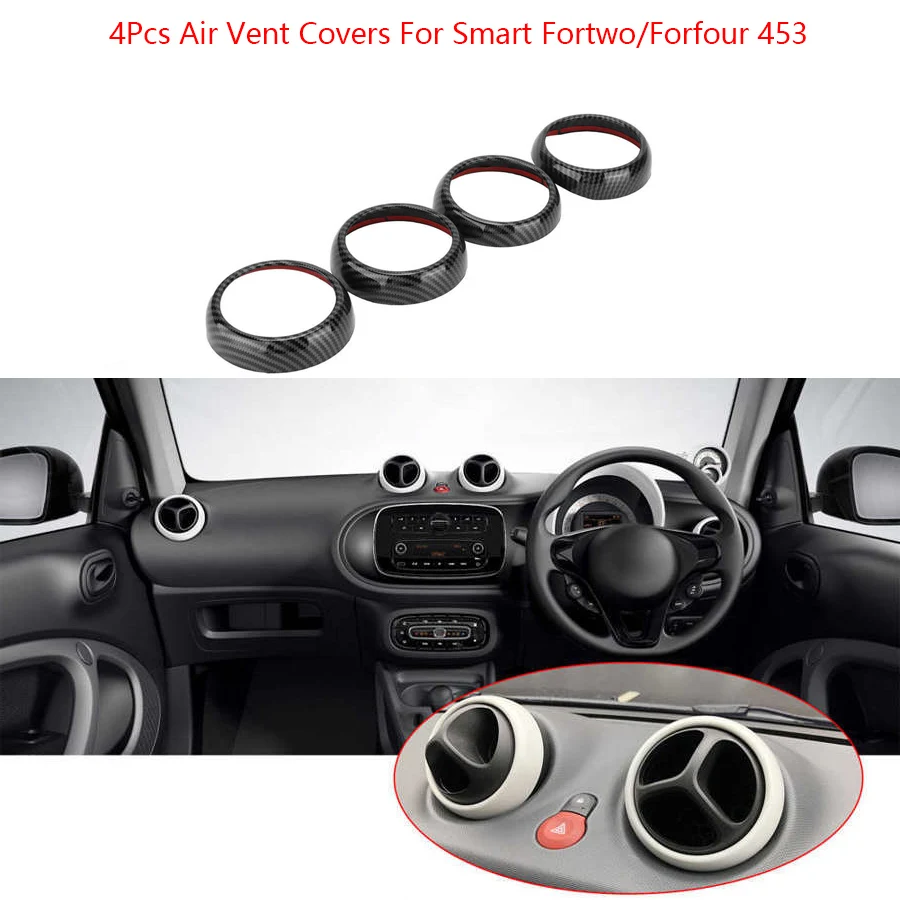 

4Pcs Carbon Fiber Style Air Vent Covers Trims Replacement Interior Car Stickers For Smart Fortwo/Forfour 453 Car Accessories